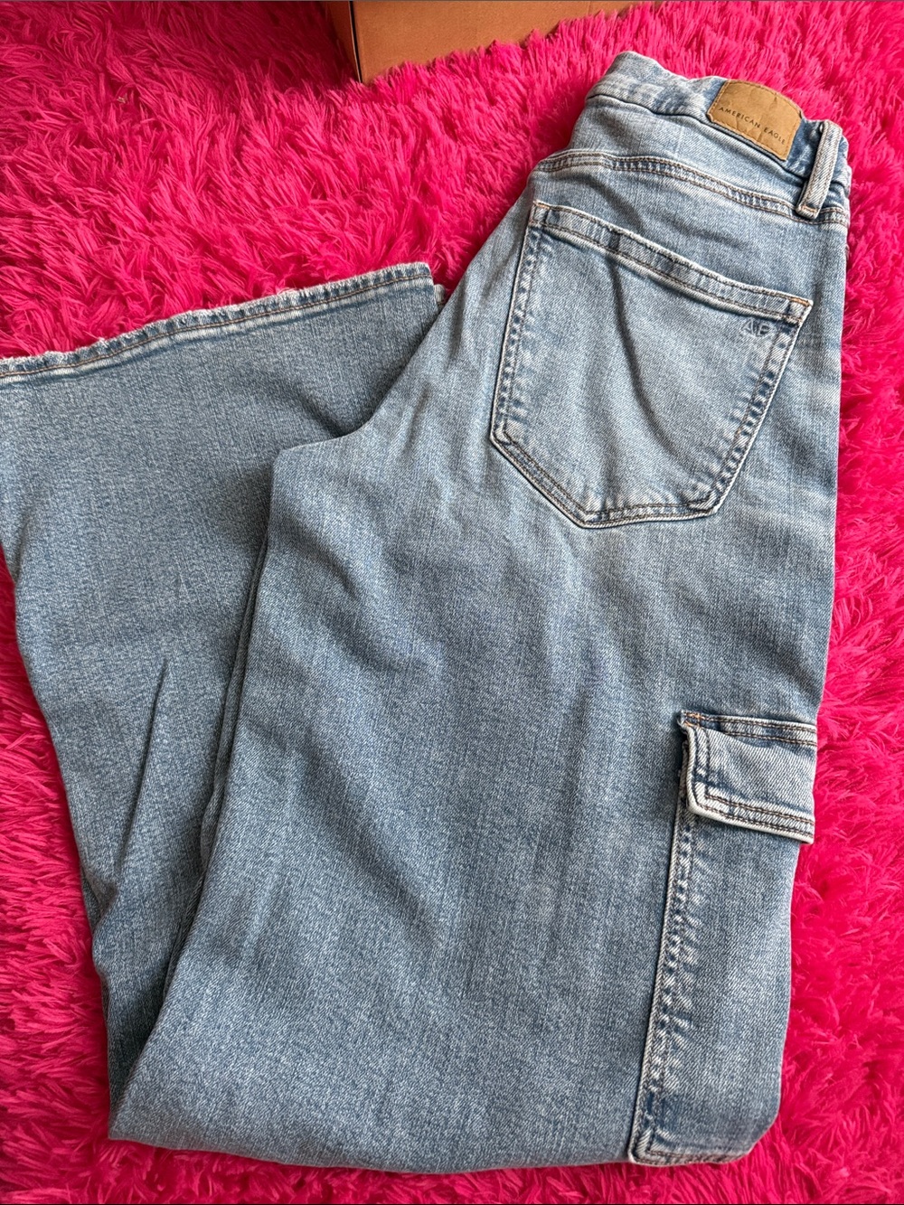 American Eagle Outfitters Light Blue Straight Leg Cargo Jeans